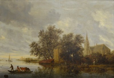 Orilla del río con una iglesia de Salomon van Ruisdael or Ruysdael